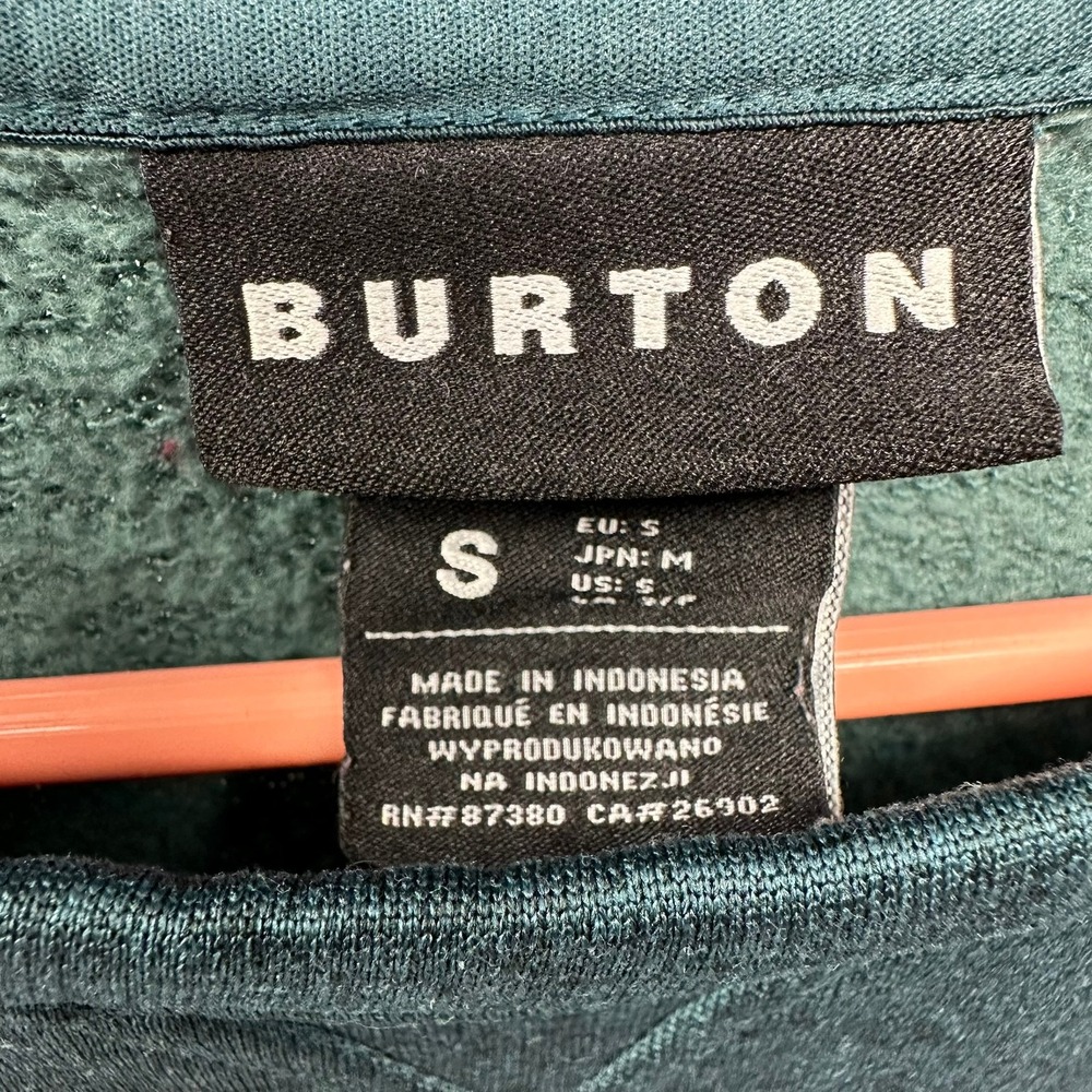 Burton Sweatshirt Men S Green Oak Crew Pullover Fleece Logo Thumbholes 17353 - Picture 2 of 11